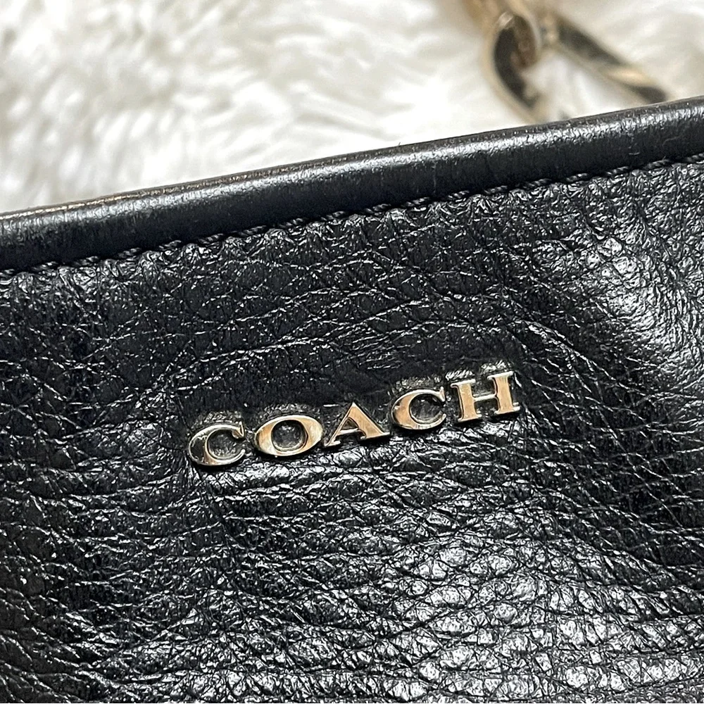 Vintage ❤️ Coach Soft Pebbled Leather Black & Gold Classic Shoulder Tote Bag EUC - Picture 2 of 14